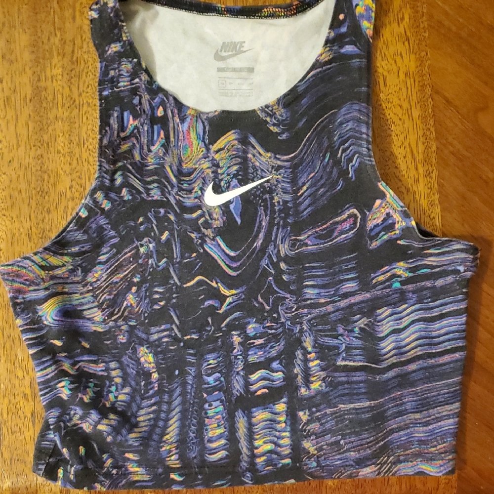 Nike Black and Multicolor Patterned Sports Bra